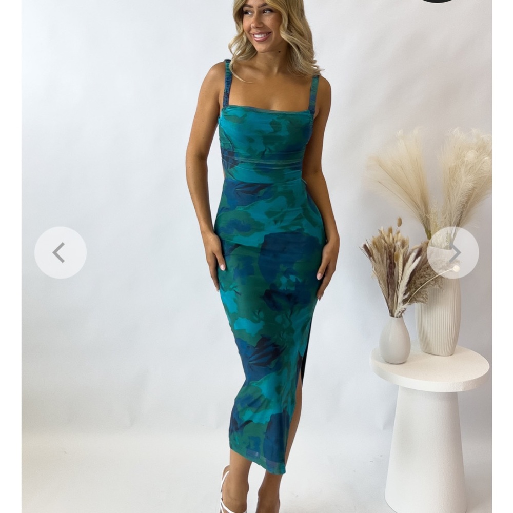 Blue Bodycon Backless Dress with Square Neck for Cocktail